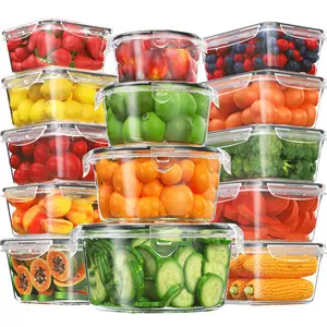 8/14pcs Food Storage Container, Fresh-Keeping Boxes, Easy-to-Secure Lids (8/14 Lids + 8/14 Containers)- Airtight Plastic Containers, Suitable For Pantry, Travel, Outdoor Picnics, Kitchen Organization, Comes With Labels And Marker