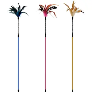 3 count 22.8" Extra Long  Wand Toys   Teaser Stick Toys,Interactive Toys for Indoor  and Kitten.