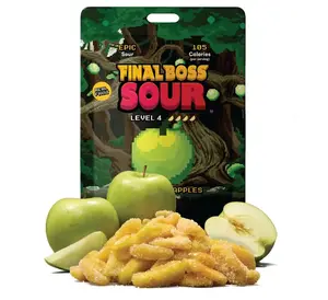 Final Boss Sour Candy | Level 4, Green Apple, 1 Pack – Made with Real Dried Fruit, No Artificial Colors, No Artificial Fruit Flavors, Low Calorie Snack for Kids, Teens, Adults, Lunch Boxes