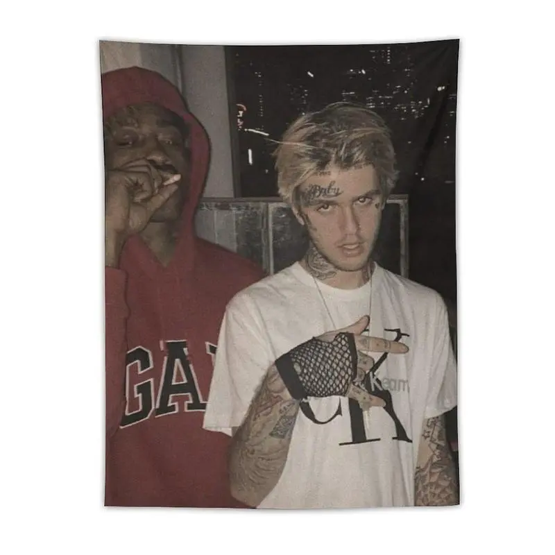 [Street Style Lil Peep Art] Modern Artistic Canvas Wall Tapestry - Black & White Photo Print with Red-Blue Accents, Vertical Home Decor Room Accessories, Framed Ready to Hang for Living Room/Dorm, Ideal Birthday Holiday Gift