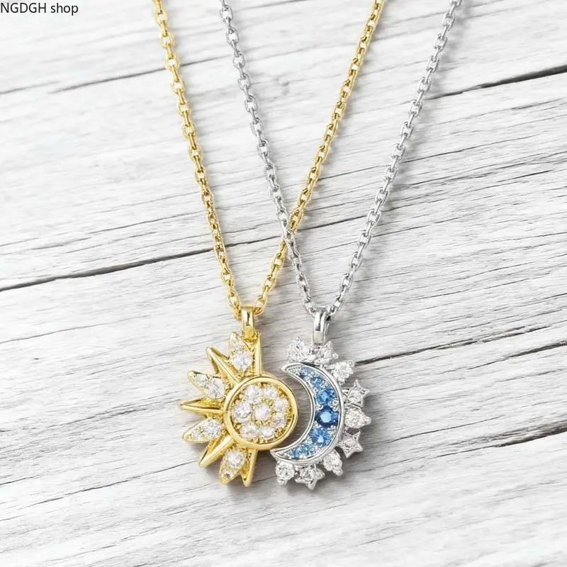Pendant Necklace for Female, Elegant Sun and Moon Magnetic Copper Jewelry, Lightweight and Comfortable - Exquisite Party Gift, Exquisite Jewelry Gift, Chain Necklace, Astrology Pendant Necklace