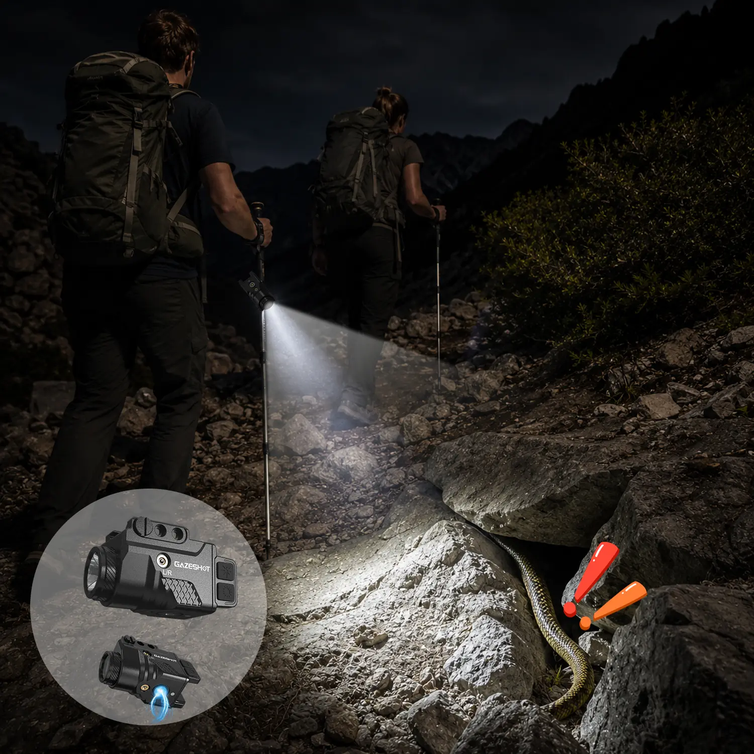 800-Lumen Built-In Laser Pointer Flashlight, Magnetic Multifunctional Portable Camping Torch with Portable Size for Outdoor Hiking & Home Improvement Outdoor Lighting Solutions