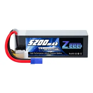 Zeee 6S Lipo Battery 5200mAh 22.2V 100C Soft Pack Lipos with EC5 Connector RC Battery for RC Car Truck Airplane Helicopter Quadcopter Boat remote control