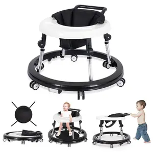 Baby Walker Foldable with 9 Adjustable Heights, Baby Walkers and Activity Center for Boys Girls Babies 7-18 Months, Portable Wheeled Baby Activity Walker, mothersdaygift