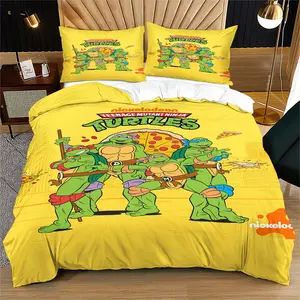 Teenage Mutant Ninja Turtle Bedding Set, Soft Cotton Fabric for Bedroom Decor, Includes Sheet & Pillowcases, Perfect Gift for Teens, Soft Bedding Sets, Bedsheet Sets, Bed Sheets Set
