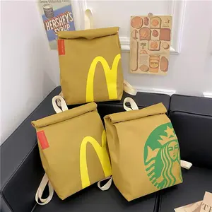 Cute Hamburger McDonald's Bag Design Backpack, Large Capacity Student Class Backpack, Cute and Versatile Backpack for Women & Men