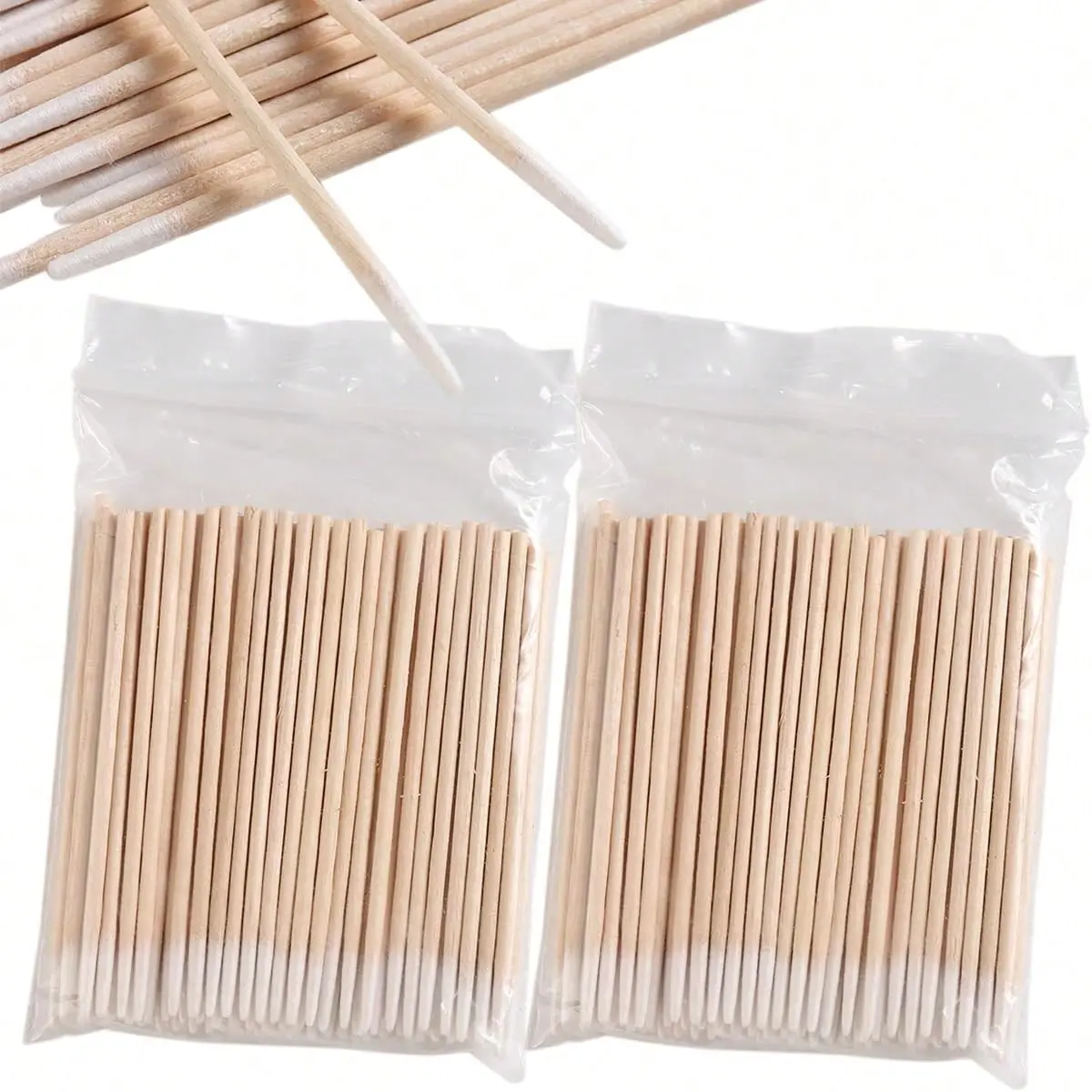100PCS Precision Tip Cotton Swabs with Wooden Sticks, Pointed Tip Cotton Swabs for Nail Polish Touch Up, Disposable Makeup Applicators, Cotton Sticks for Makeup, Microblading Supplies Pointed Cotton Swabs  Micro Applicator Swabs Wooden Handle Cotton Swabs