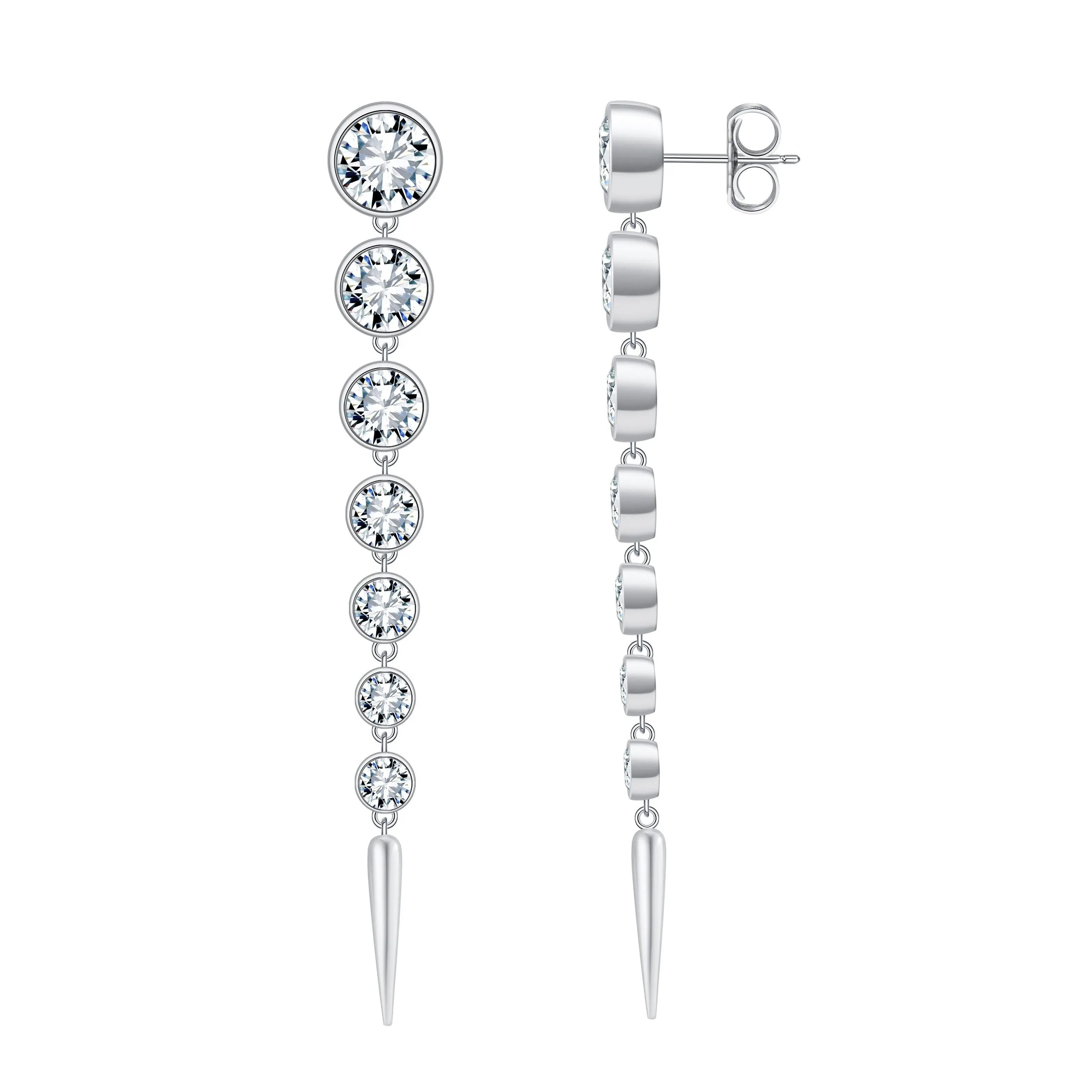 ETERI LONG EARRINGS Solid White Gold with Lab-Grown Diamonds