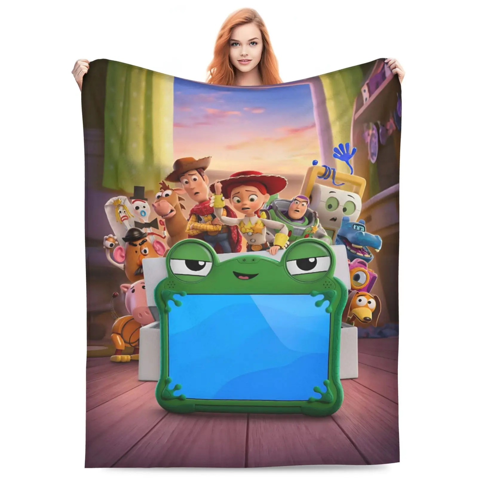 DISNEY CLASSIC Toy Story Group Portrait Throw Blanket, Ultra Soft Flannel Blanket with Woody, Jessie & Friends, Cozy Lightweight Warm Blanket for Kids Adults, All Season Bedroom Living Room Decor