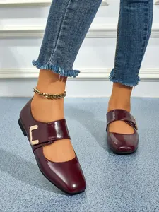 Women's Fashionable Classy Solid Color Square Toe Mary Jane Style Pumps, Elegant Casual Buckle Mary Jane Flats for Daily Wear, All-match Commuter Shoes for Women & Girls
