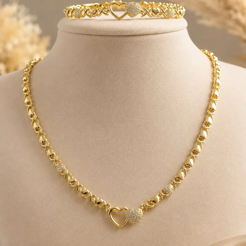 Set de gargantilla y pulcera xoxo con corazón