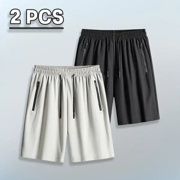 Multi-color combo cool-touch breathable casual shorts — loose knee-length men’s five-inch shorts for fitness and commuting