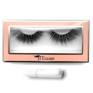 1 Pair Natural False Eyelashes with 1pc Glue, Fluffy Thick Curling Cross False Eyelashes, Cat Eye Lashes Extension, Eyelash Extensions Kit, Eyelash Extensions Set