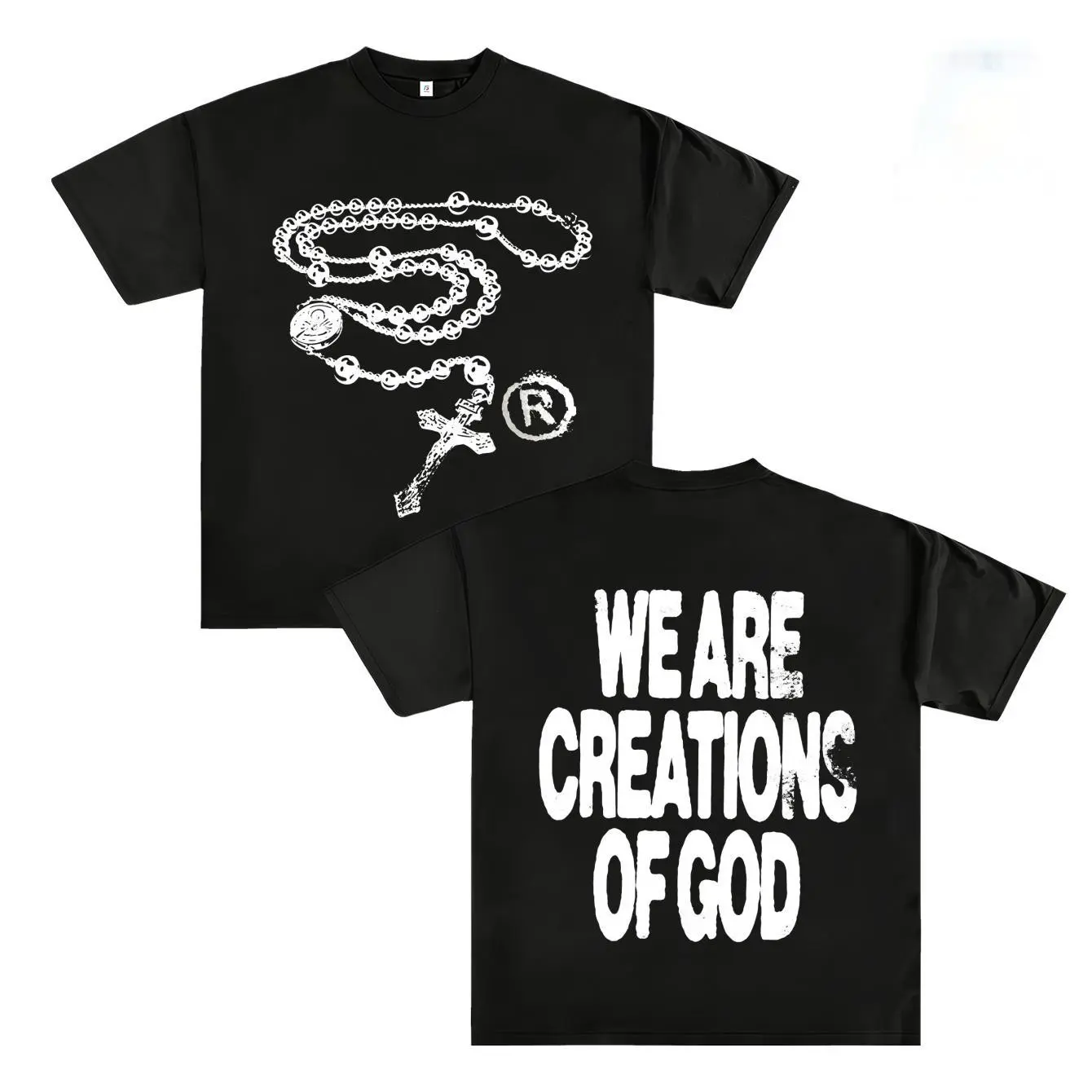 SageSprint Y2K High - Street Religious - Themed Tee With 'We Are Creations Of God' Slogan ( T-Shirt) Printed T-Shirts,  T Shirt Unisex T-Shirts white graphic