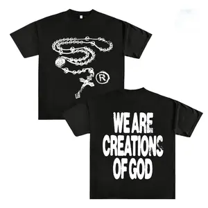 SageSprint Y2K High - Street Religious - Themed Tee With 'We Are Creations Of God' Slogan (Cotton T-Shirt) Printed T-Shirts, Cotton T Shirt Unisex T-Shirts white graphic