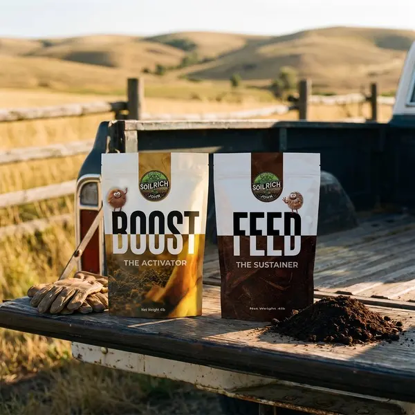 Soil Rich BOOST + FEED Bundle - Soil Activator + Season-Long Sustainer, Natural Soil Care Duo for Gardens, 2 x 4lb Bags