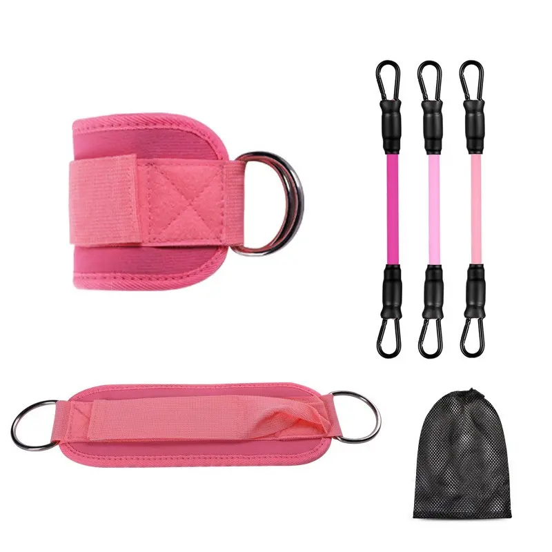 Ankle Resistance Bands Set with 3 Exercise Tubes, Leg Ankle Straps for Cable Machine Kickbacks, Hip Abductors, Glute & Leg Workout, Home Gym Fitness Training Equipment with Storage Bag