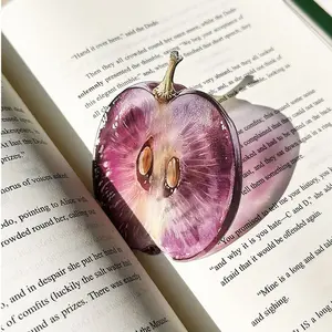 Fruit-Shaped Acrylic Transparent Bookmark, Grape Designs, Durable Page Marker for Books Journals, Fun Gift for Readers Friends Students Family
