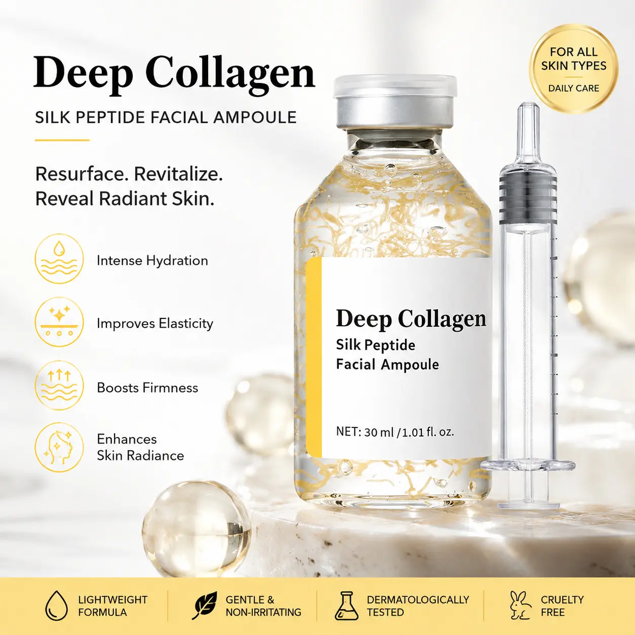 Silk Peptide Collagen Serum with Triple Peptide Complex – Hydrating Anti-Aging Face Serum for Fine Lines, Dry Skin & Uneven Texture – Firming Appearance, Elasticity Support & Plumping Glow – Lightweight Fast-Absorbing Daily Serum for All Skin Types