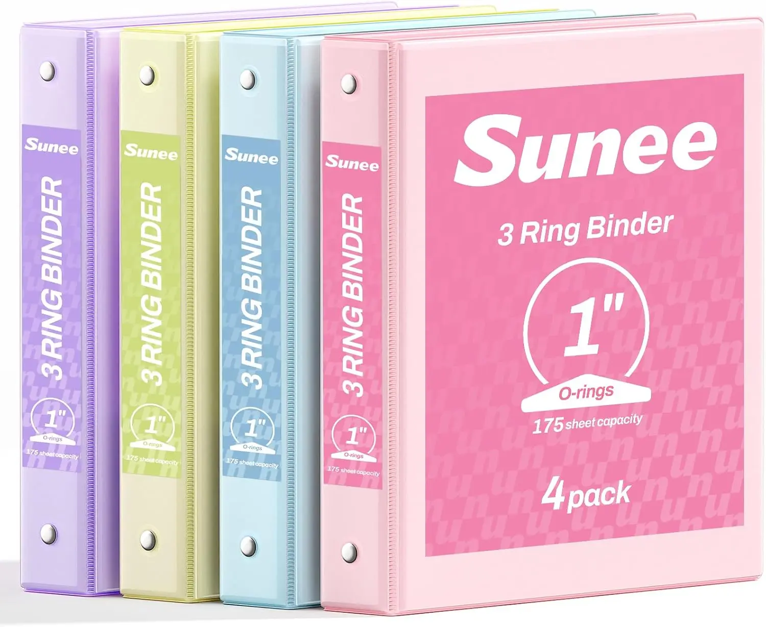4-Pack 3-Ring Binders, PVC-Free Clear View Binders for School/Office Supplies, Assorted Pastels, Fits 8.5x11 In Pages, Binder