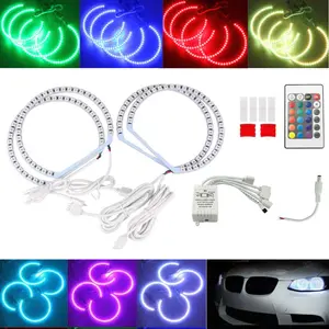 4pcs 16 Multi-Color RGB 5050SMD LED Angel Eye Halo Rings for BMW E46 E36 E38 E39 3 5 7 Series Headlight Demon Eyes DRL