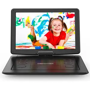 17.9" Portable DVD Player with 15.6" Large  Swivel Screen, 6 Hour Rechargeable , Support USB/SD and Multiple Disc Formats, High Volume Speaker,  Charger, Remote Control