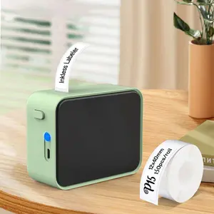 Portable mini printer, 1 set of USB rechargeable wireless thermal printer (with thermal paper), suitable for home use, portable photo printer, thermal label maker, portable handheld printer, thermal shipping printer, portable printer wireless version