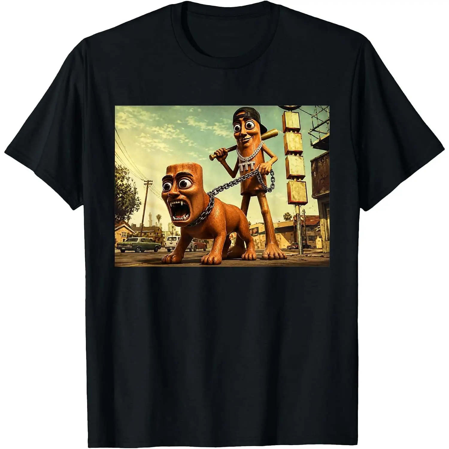 Triple T Tung Sahur Tuff Dog Funny Brainrot Meme T-Shirt Unisex Cotton Clothing