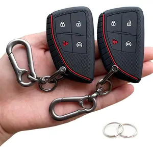 4-Button Key Fob Cover for 2023-2025 2026 Chevy Colorado Equinox Silverado GMC Canyon Sierra 2025 Honda Prologue, Silicone, 2-Pack, Black
