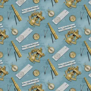Coastal Guardians Nautical Instruments Cotton Fabric