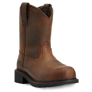 Ariat Ladies Fatbaby Distressed Brown Pull On Steel Toe Work Boots 10040431