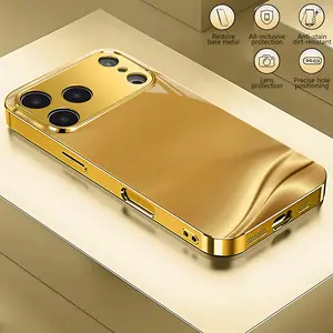 Phone Case - Phone Cover - Elegant Golden Design Luxury Coated Glass Case for Iphone 17, 16, 15, 14, 13, 11, And 12, Suitable for Men And Women