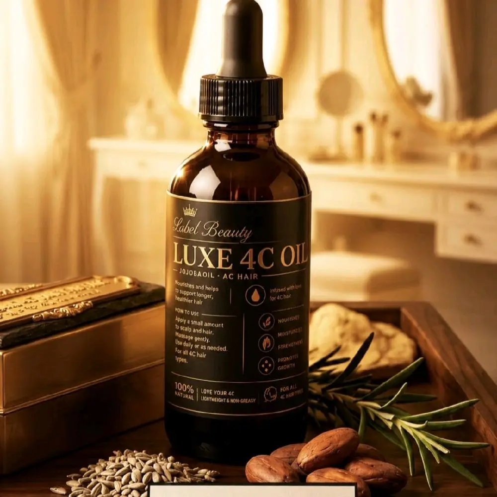 Elshiluxe 4C Hair Oil (4 oz) - Tames Stiff Strands, Boosts Length Growth from Scalp to Ends