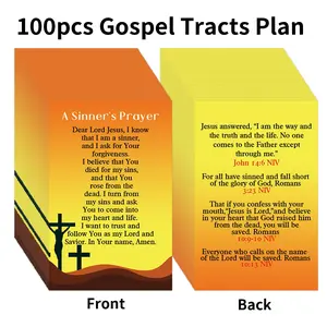 100pcs "A Sinner's Prayer" Gospel Tract Cards - Christian Inspirational Bible Verses Cards, Salvation Cards Pocket Holy Postcards, Good Luck Cards for Christian Gifts