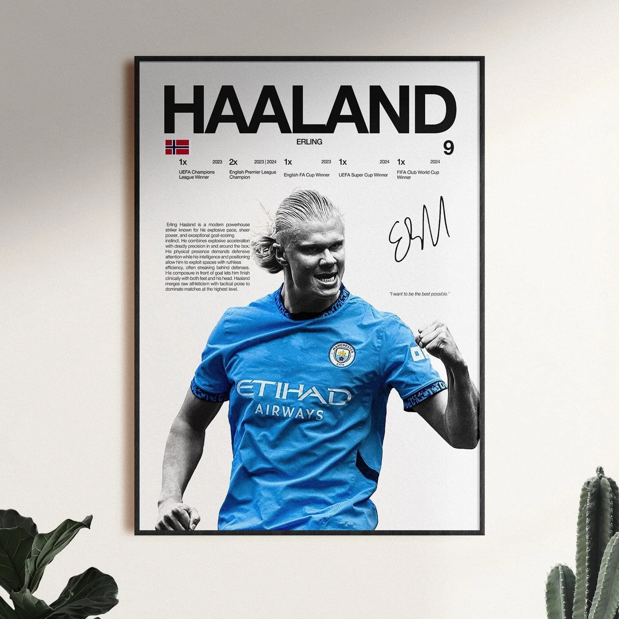 Erling Haaland Poster, Wall Print, Football Digital Download, Soccer Print Decor, Football, Football Sports Gift