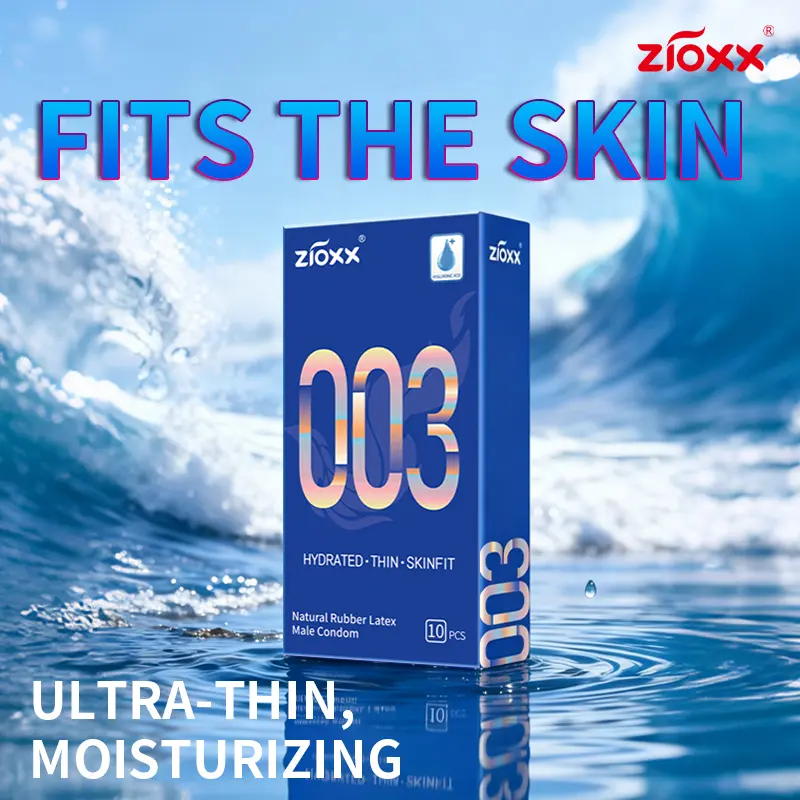 Zioxx 003 Ultra Thin Condoms for Men, Hyaluronic Acid Lubricated, Skin-Feel Natural Latex, 52mm, 10 Count summerwins Hydrated Softness