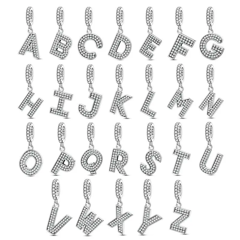 MULA A–Z Initial Pendant, S925 Silver Pave CZ – Personalized Alphabet Pendant, Compatible with Pandora Bracelets and Necklaces – Great Gift for Women, Graduation, Anniversary, Christmas