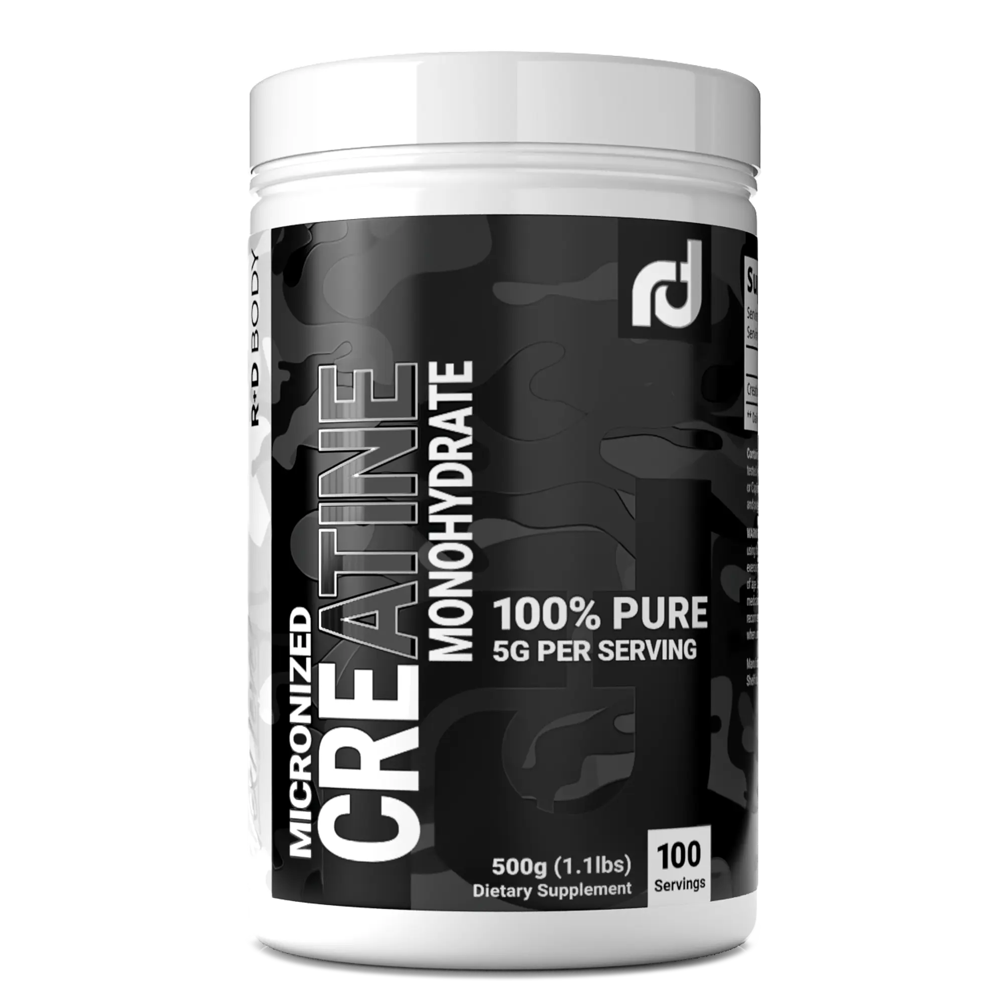 R+D BODY -- Micronized Creatine Monohydrate -- 100% Pure, 5g per Serving