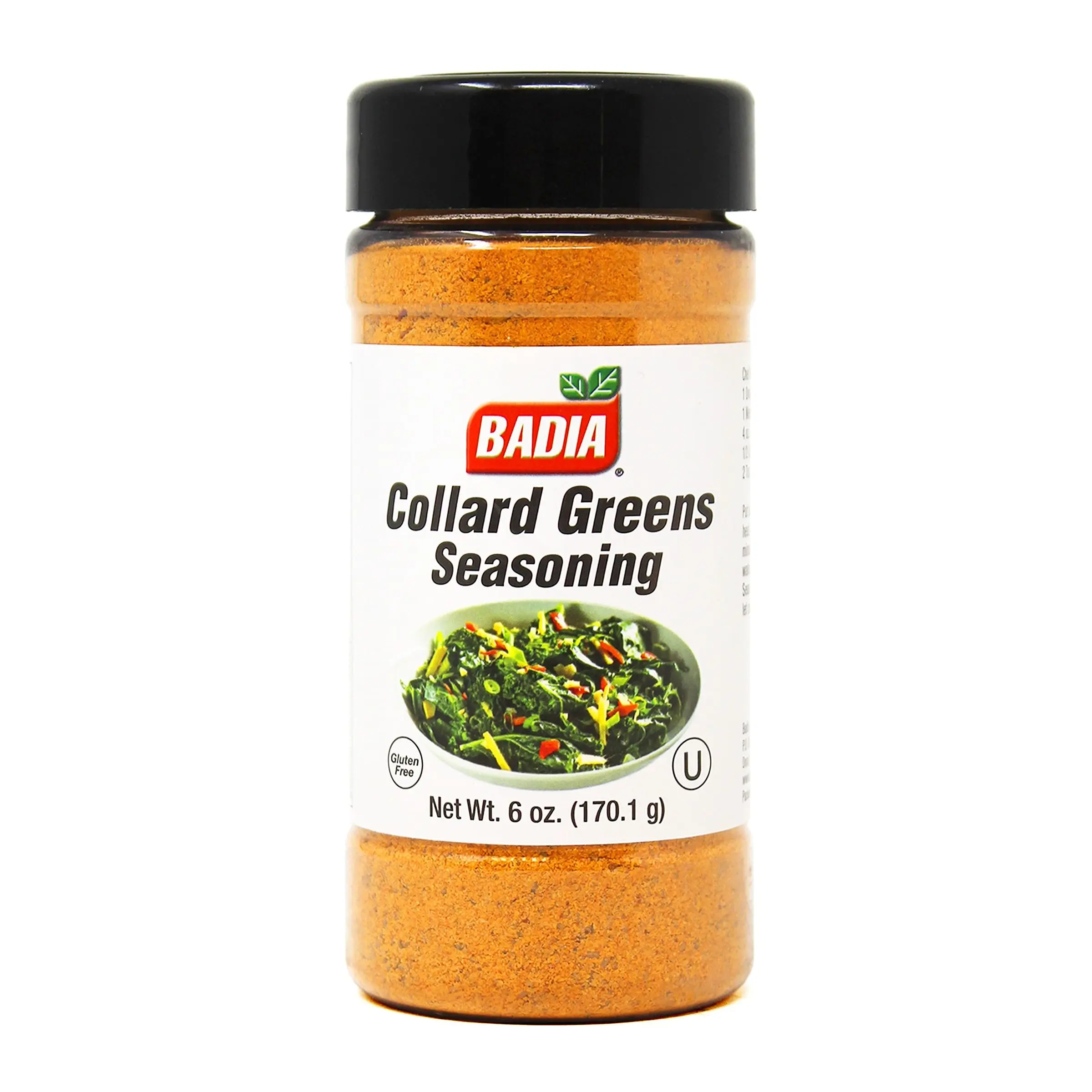 Badia Collard Greens Seasoning - 6 oz Gluten-Free Southern Savory Spice Blend with Garlic, Dehydrated Quality Ingredients, Ideal for Soups, Stews, Veggies to Boost Flavor