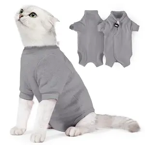 Cat Surgery Recovery Suit - E-Collar Alternative Anti-Licking Spay/Neuter Bodysuit, Soft Pet Surgical Pajamas for Cats, Abdominal Wound Onesie Clothing, Clothes, Kitty