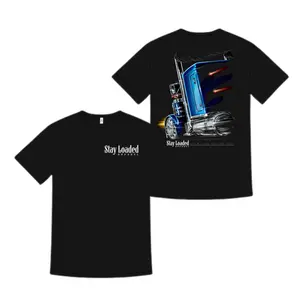 Stay Loaded Blue Diesel Truck Shirt, Smoking Stack Big Rig Graphic Tee, Custom Semi Truck Shirt for Truck Drivers and Diesel Enthusiasts, Gift for CDL Drivers and Long Haul Road Warriors