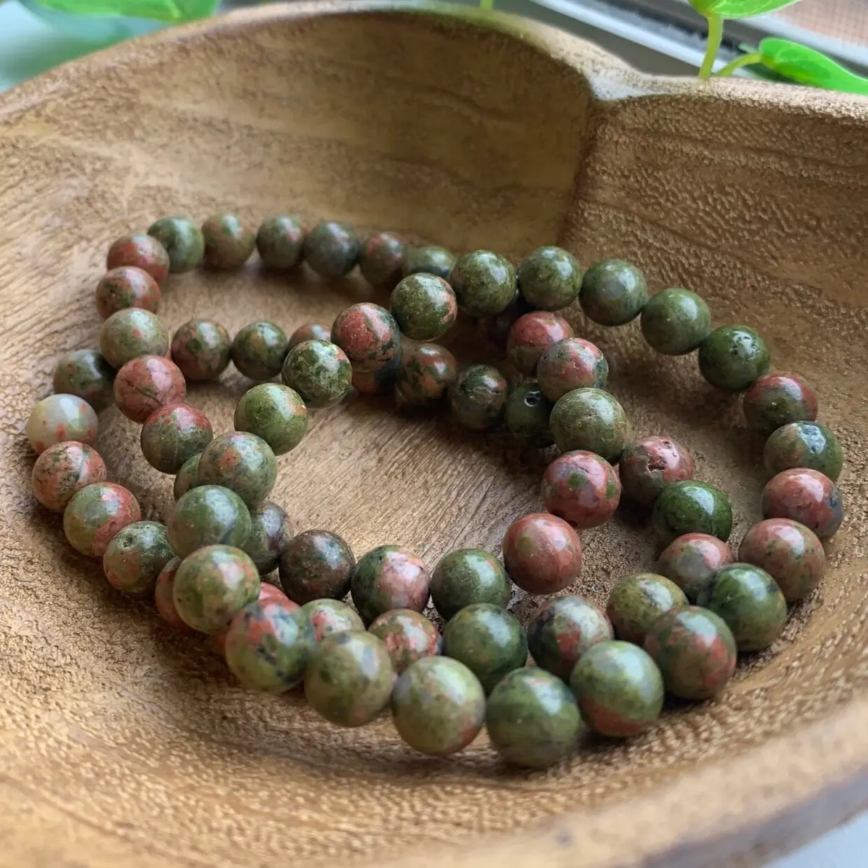 Unakite Genuine Crystal Bracelet - 8mm Beads, Natural Crystal Design, Elegant Accessory for Valentine's Day, Lightweight & Versatile Wear