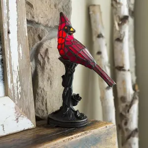 New Product Lamp Decoration Red Cardinal Bird Ignited Art Novelty Lamp Home Decoration Red Bird Animal Table Lamp