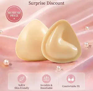 Women's Hulily Pink Round Thin Sticky Double-Sided Adhesive Bra Liner - Essential Womenswear, Pushup Inserts, Reusable for Backless Wedding Dresses, Strapless Lingerie sricky skinnies cup insert