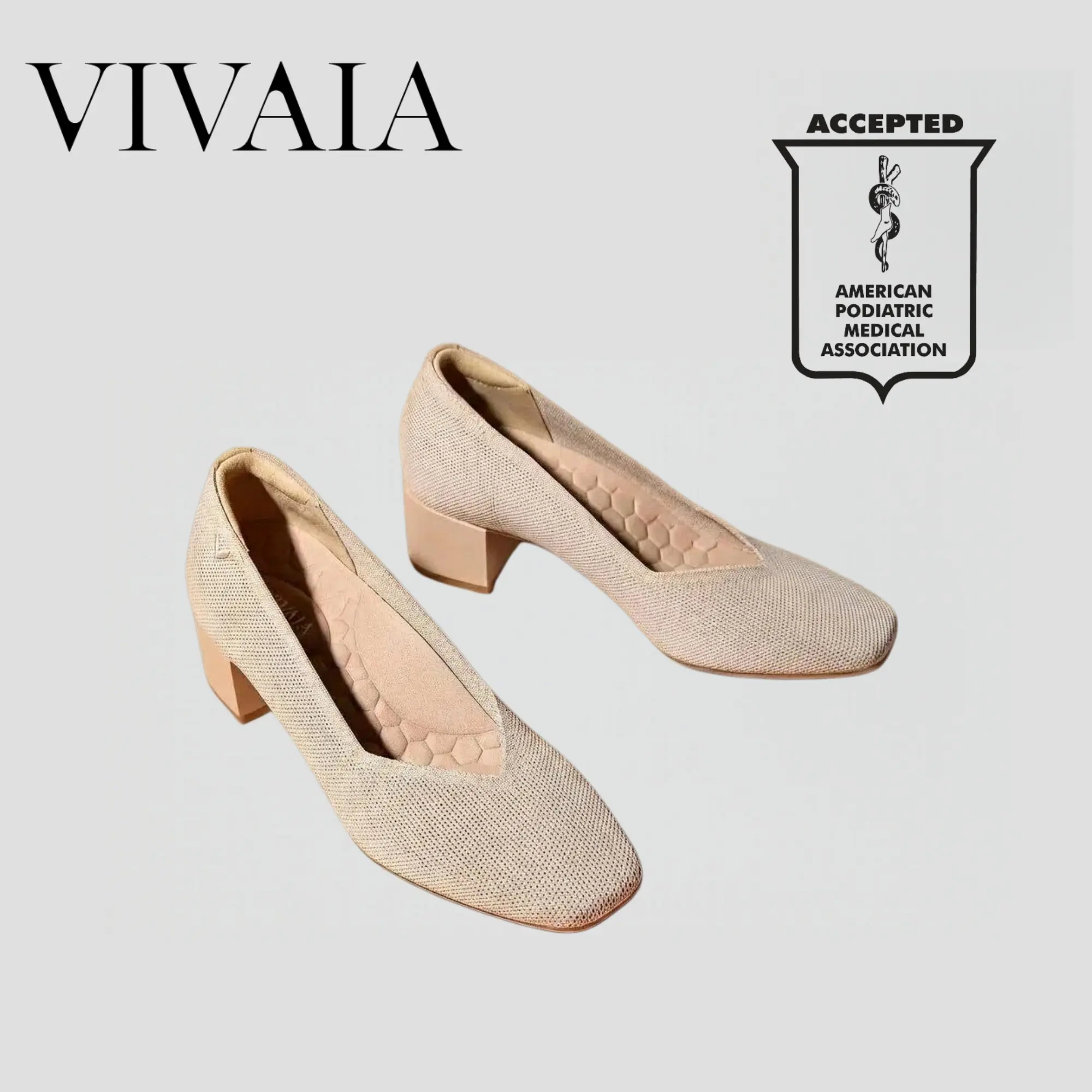 VIVAIA Arch Support Block Heels, Megan Slimming V Cut & Wide Feet Friendly Arch Fit, APMA, Comfy 4.5cm Block Heels for Standing All Day (Megan) Elegant Shoe