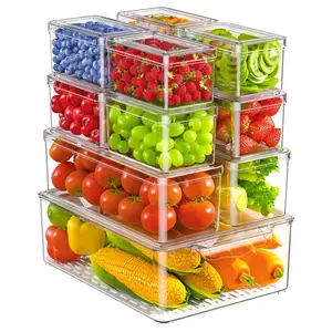 11 Pack Refrigerator Organizers and Storage, Stackable Fridge Organizer Bins, BPA-Free Clear Plastic Fruit Storage Containers for Fridge, Kitchen, Fruits, Drinks, Produce, Vegetable