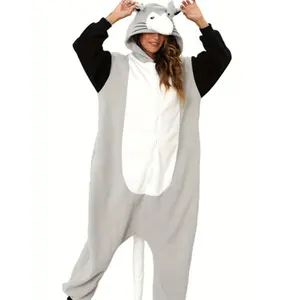 Adult sleepwear Opossum Halloween Christmas costume Onesie  cosplay animal jumpsuit home pajama jumpsuit  Womenswear Comfort Dress Fit Long Sleeve Zipper