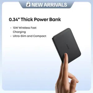 Anker Nano 5,000mAh Magnetic Power Bank, Qi2 15W Max Wireless Charging, Ultra-Slim Portable Charger, for iPhone 17/16/15/14/13/12 Series Only (MagSafe-Compatible)