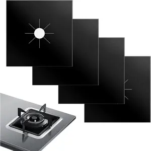 ACPULSE Stove Burner Covers for Gas Stoves (4-Pack) - Non-Stick, Heat-Resistant Gas Range Protectors, PTFE Liners for Kitchen Cleaning, Easy-to-Cut Stove Top Covers, , 10.6" x 10.6"