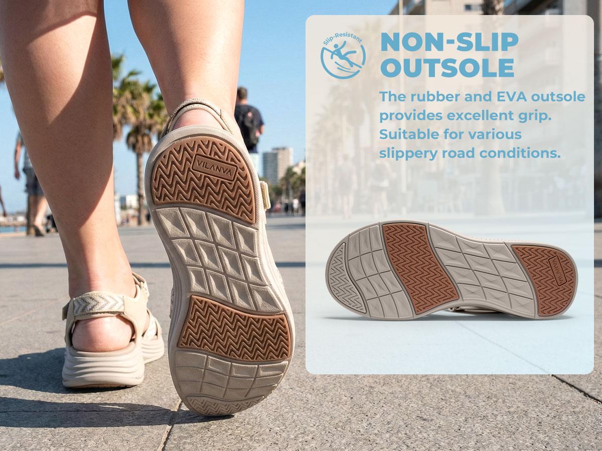 Vilanva Women's Comfortable Platform Walking Sandals Casual Sport Summer Sandals with Adjustable Buckle and Cushioned Midsole
